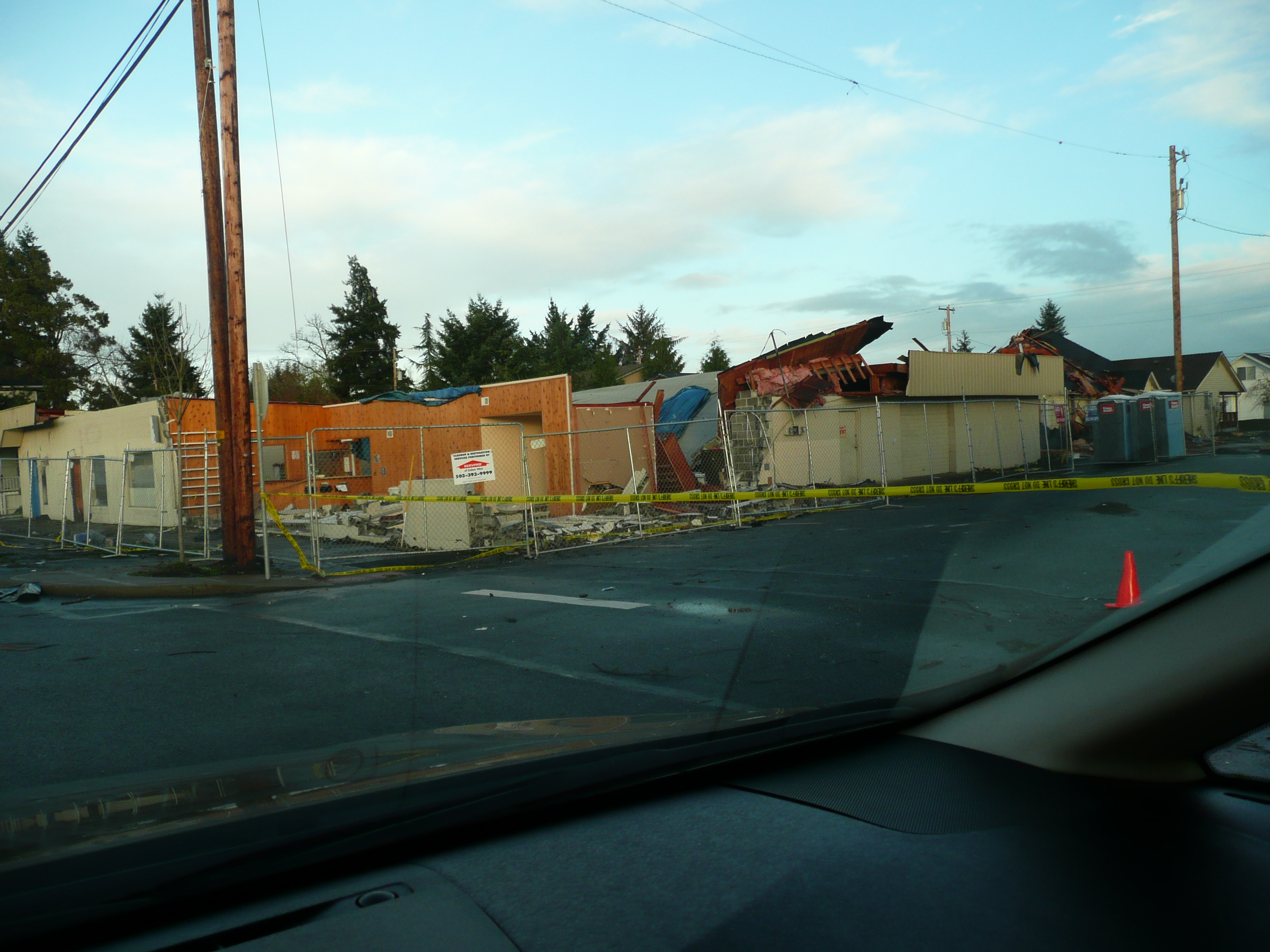 Main Street Aumsville after tornado