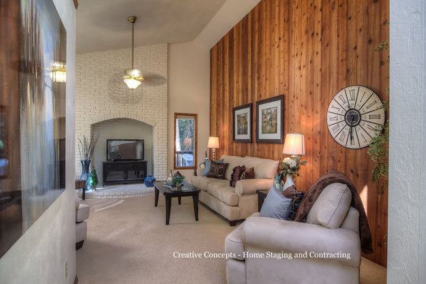entry and living room staged by Creative Concepts